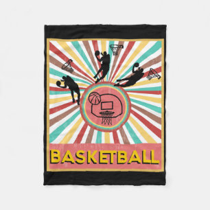 Retro Vintage 70s Style Basketball T Fleece Blanket