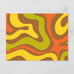 Retro Vintage 70s Swirl Abstract Funky Postcard
