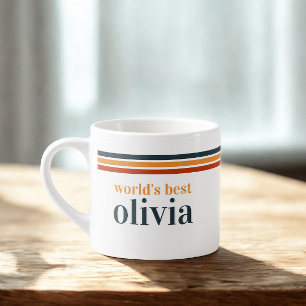 Retro Vintage 70's Vibe   Blue Orange Red Line  Espresso Cup