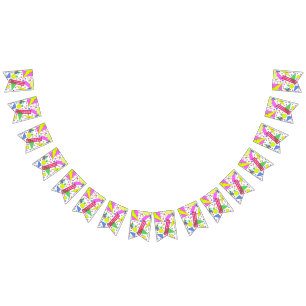 Retro Vintage 80s and 90s Style Bunting Flags