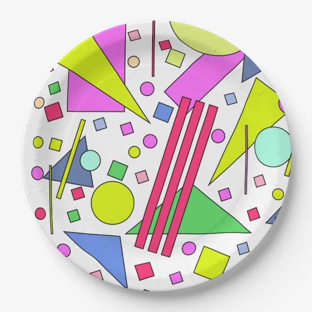 Retro Vintage 80s and 90s Style Paper Plate (Front)