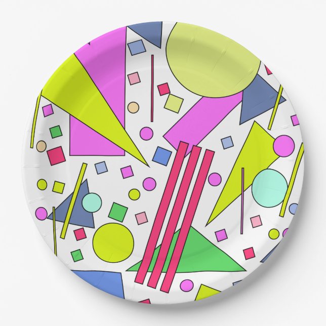 Retro Vintage 80s and 90s Style Paper Plate (Front)