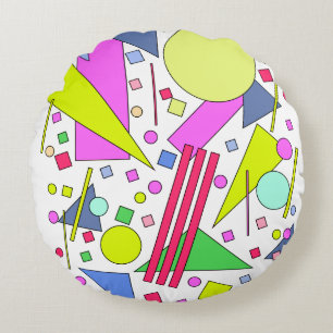Retro Vintage 80s and 90s Style Round Pillow