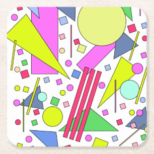 Retro Vintage 80s and 90s Style Square Paper Coaster