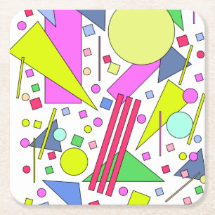 Retro Vintage 80s and 90s Style Square Paper Coaster