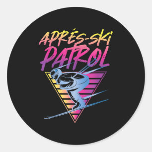 Retro Vintage 80s Apres Ski Patrol  Classic Round Sticker
