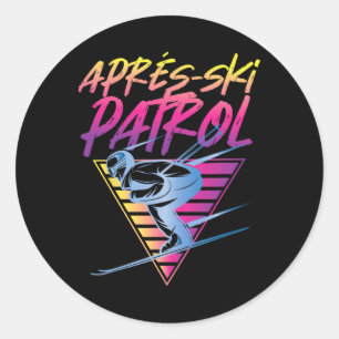 Retro Vintage 80s Apres Ski Patrol Classic Round Sticker