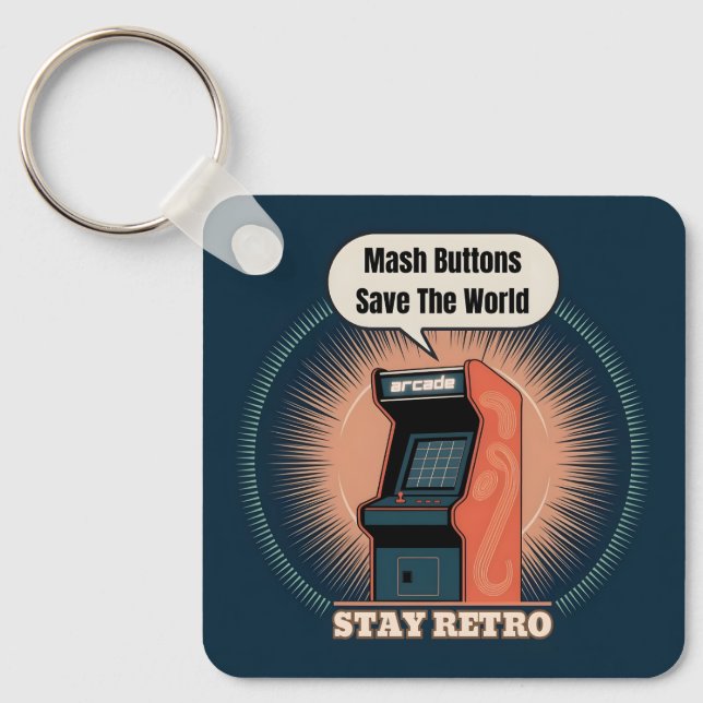 Retro Vintage 80s Arcade Gaming Nerdy Humour Keychain (Front)