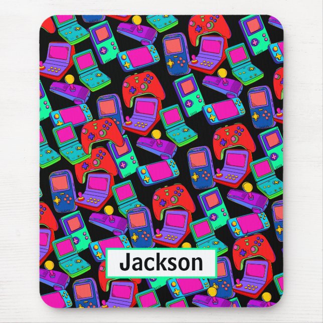 Retro Vintage 80's Gamer Design  Mouse Pad (Front)