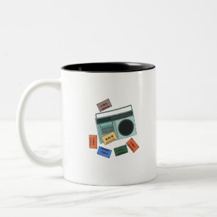Retro Vintage 80's Music Two-Tone Coffee Mug