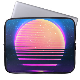 Retro vintage 80s or 90s geometric style abstract laptop sleeve