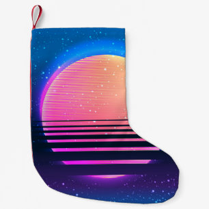 Retro vintage 80s or 90s geometric style abstract  small christmas stocking