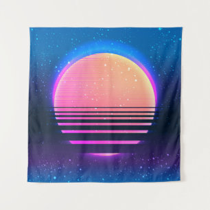 Retro vintage 80s or 90s geometric style abstract  tapestry