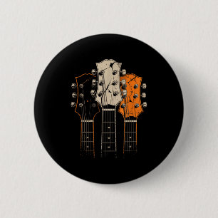 Retro Vintage 80s Silhouette Rock Music Guitar Pla 2 Inch Round Button