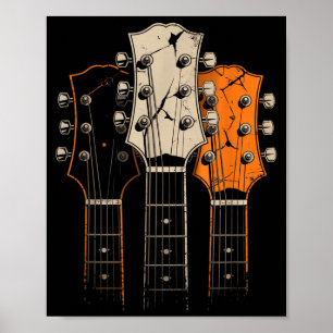Retro Vintage 80s Silhouette Rock Music Guitar Pla Poster