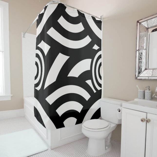 Retro Vintage Abstract Arches Lines Black White (In Situ)