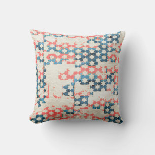 retro vintage abstract patchwork background on gru throw pillow