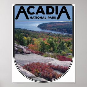 Retro Vintage Acadia National Park Maine Island Poster