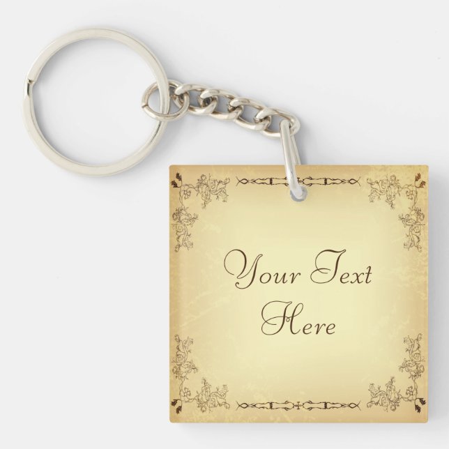 Retro Vintage Aged Paper Keychain (Front)