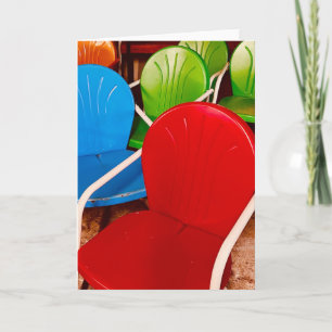 Retro Vintage Aluminum Bright Color Chairs Card