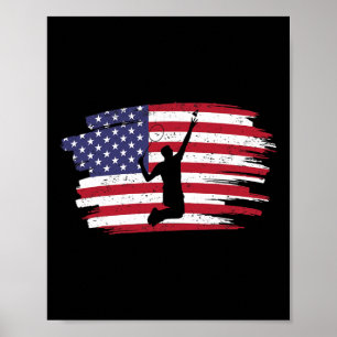 Retro Vintage American Flag Badminton 4th Of July  Poster