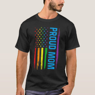 Retro Vintage American Flag Proud Mom Lgbt Lesbian T-Shirt