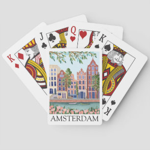 Retro Vintage Amsterdam Netherlands Architecture  Playing Cards