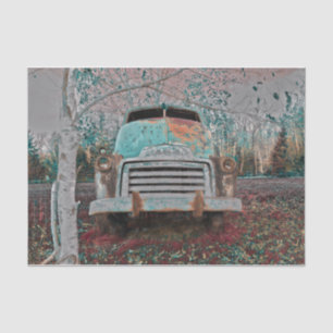 Retro Vintage Antique Rustic Teal Brown Grey Truck Tissue Paper