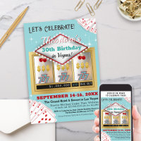 Retro Vintage Aqua Blue Vegas Casino Invitation