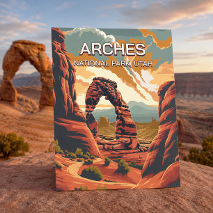 Retro Vintage Arches National Park Utah America Postcard