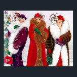 Retro vintage art deco Christmas ladies poster<br><div class="desc">design by www.etsy.com/Shop/VanityFlairDesign</div>