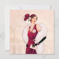 retro vintage art deco lady add message