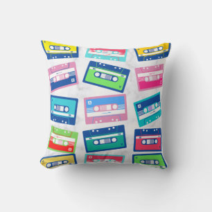 Retro Vintage Audio Tape Cassette Pattern Throw Pillow