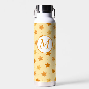 Retro vintage autumn leaves pattern water bottle