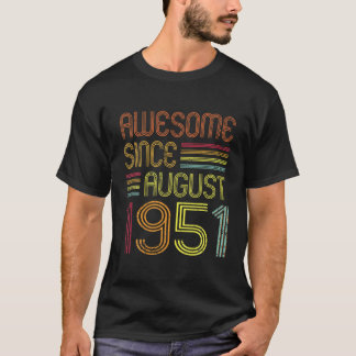 Retro Vintage Awesome Since August 1951 70Th T-Shirt
