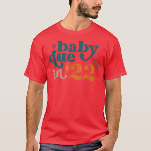 Retro Vintage Baby Due In 22 Pregnancy Announcemen T-Shirt