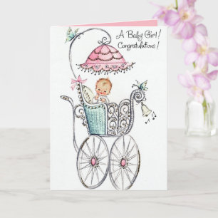 retro vintage baby girl add sentiment card