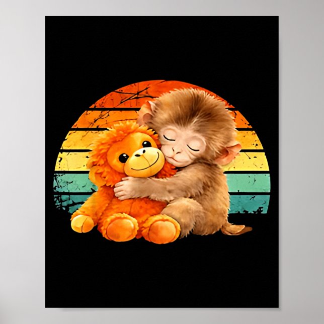 Retro Vintage Baby Monkey Punch Poster (Front)