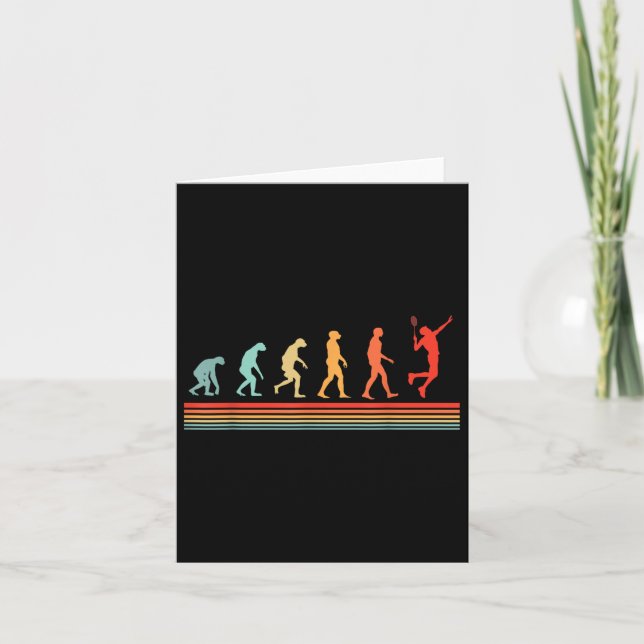 Retro Vintage Badminton Player Evolution  Card (Front)