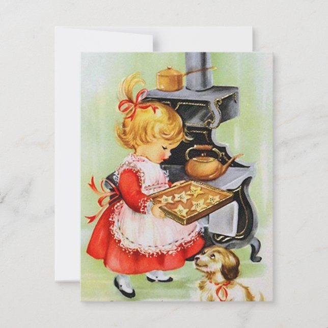 Retro vintage baking child Christmas card (Front)