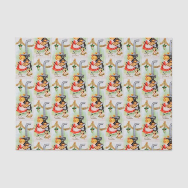 Retro vintage baking girl party tissue paper (Front)