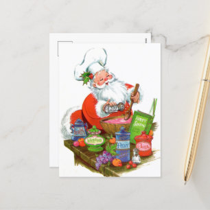 retro vintage Baking Santa Holiday