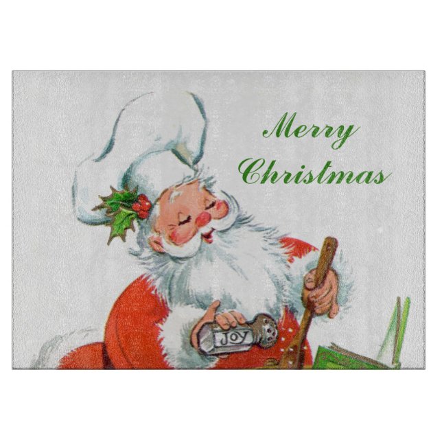 retro vintage baking Santa Holiday Cutting Board (Front)