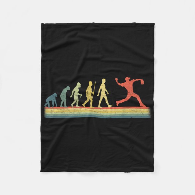 Retro Vintage Baseball Player Evolution Lover  Fleece Blanket (Front)