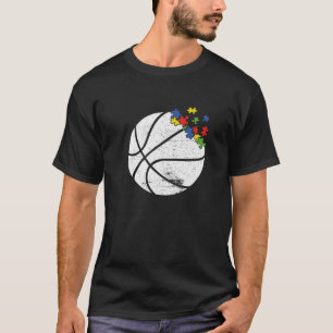 Retro Vintage Basketball Heart Autism Awareness Sp T-Shirt