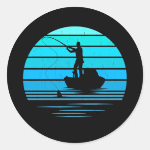 Retro Vintage Bass Fishing Fisherman Father's Day Classic Round Sticker