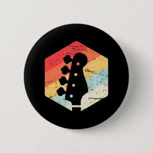 Retro Vintage Bass Guitar Players Rock Music Band 2 Inch Round Button