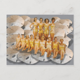 Retro Vintage Bathing Beauties on Sand Dollars Postcard