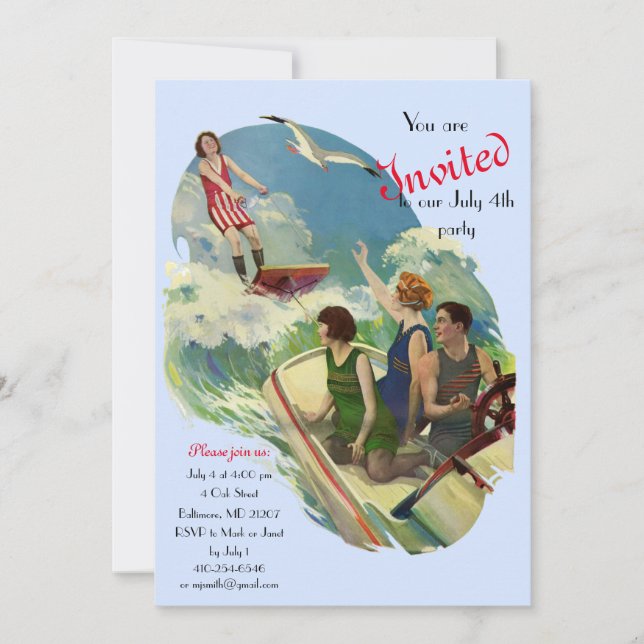 Retro Vintage Bathing Suit ad Invitation (Front)