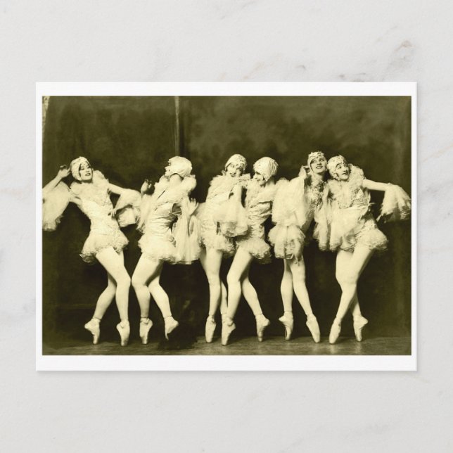 Retro Vintage Beautiful Dancing Women Ballet Dance Postcard (Front)